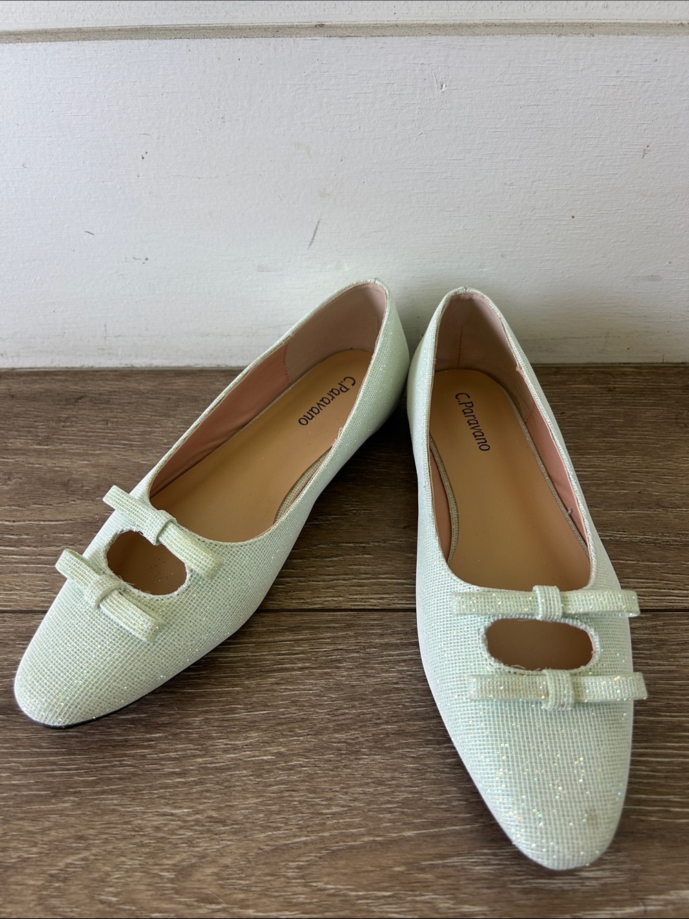 C.Paravano Mint Green Bow Ballet Flats size 37